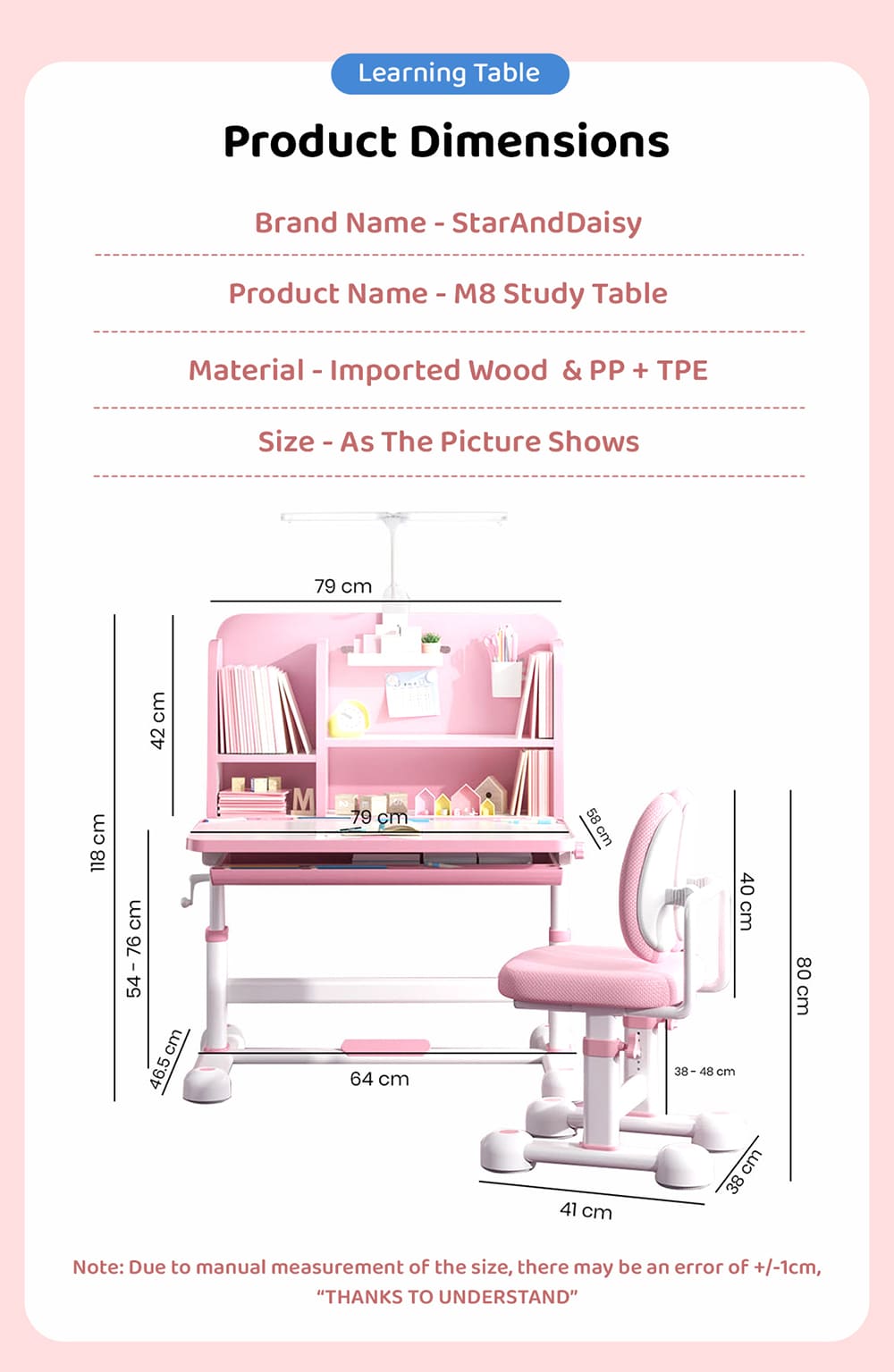 Specification of Kids Study Table