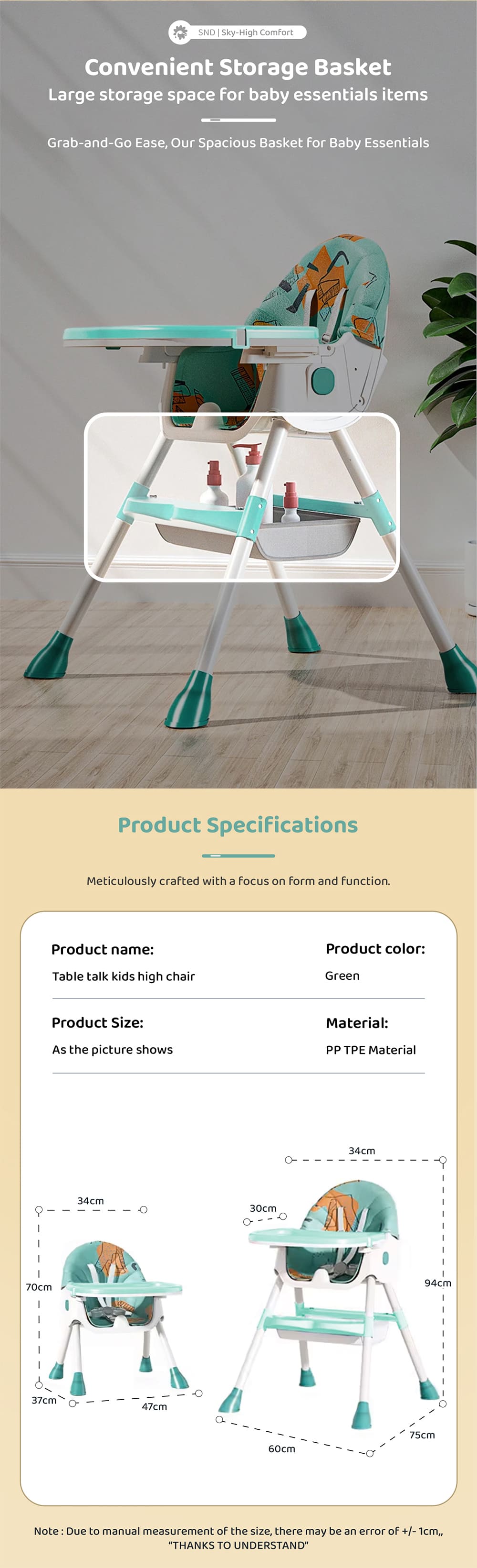 Specification of Table Talk Baby High Chair