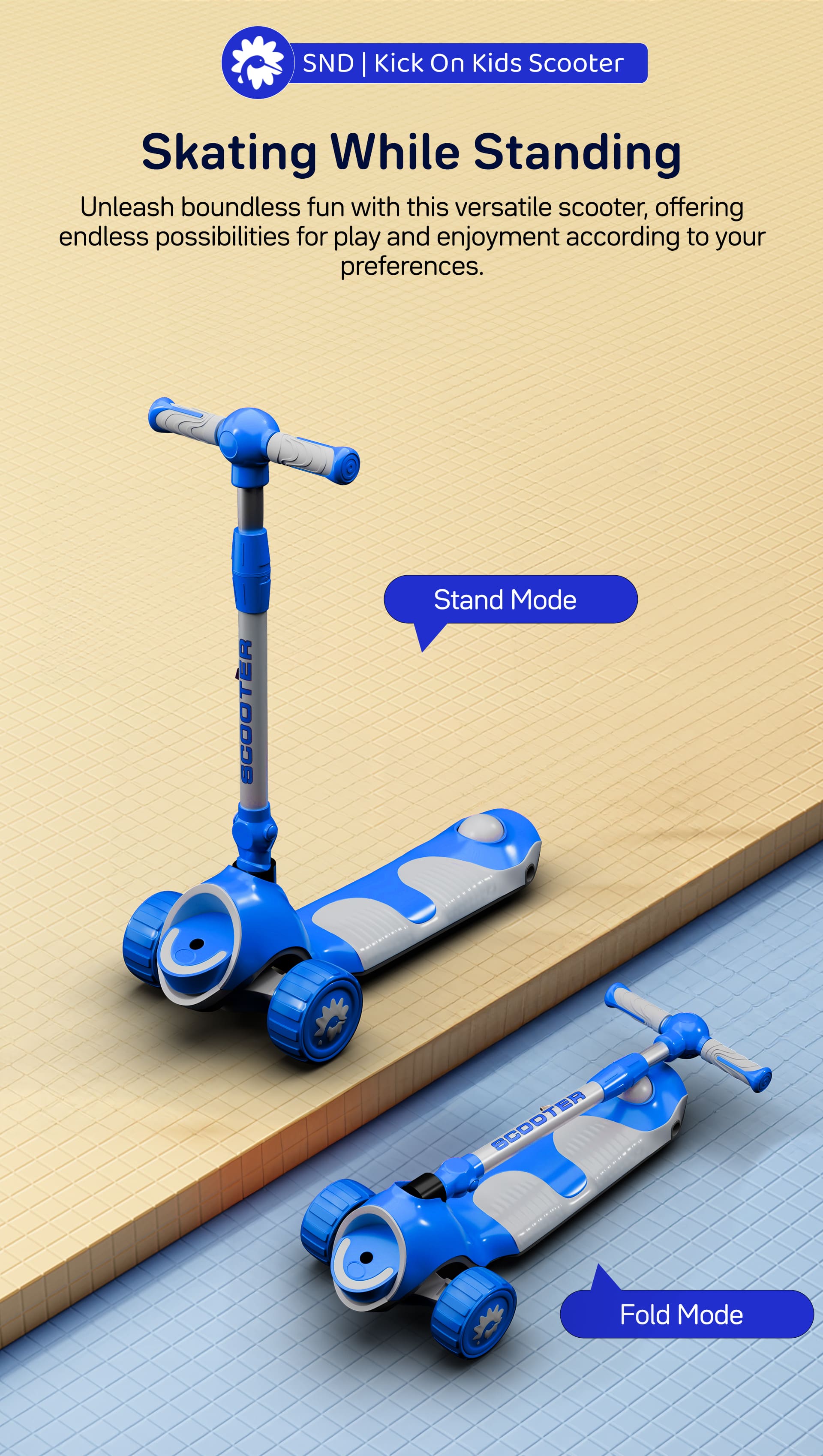 kick on toddler scooter for Kids blue
