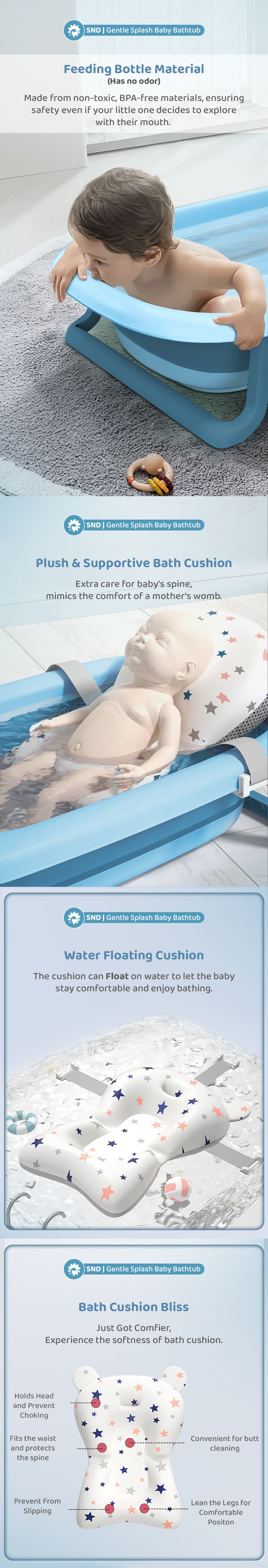 Baby Bath Tub with Supportive Cushion