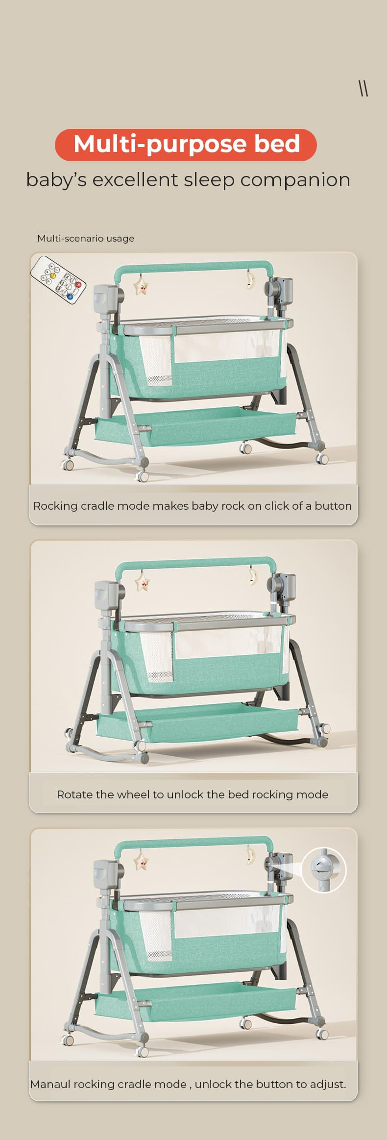 Baby Swing Cradle with Multipurpose Bed