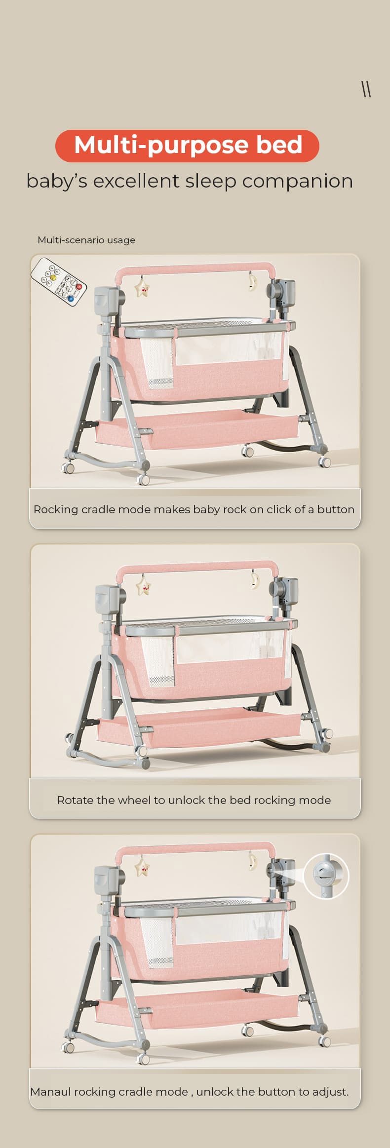 Baby Swing Cradle with Multipurpose Bed