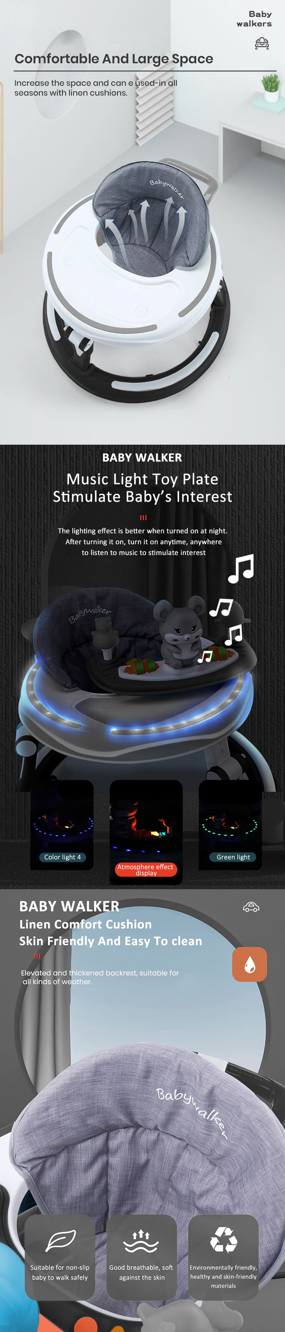 Intelligent Baby Walker with musical light