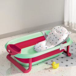 StarAndDaisy Anti-Slip Baby Bath Tub with Cushion Compact and Foldable Baby Bath Tub for Babies - BT Basic Green & Pink