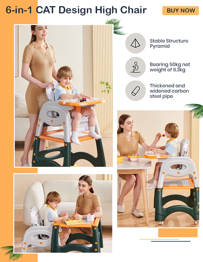 Baby Feeding High Chair, Kids Feeding Chair with 5-Level Seat Adjustment, 5-Point Safety Belt For Infants