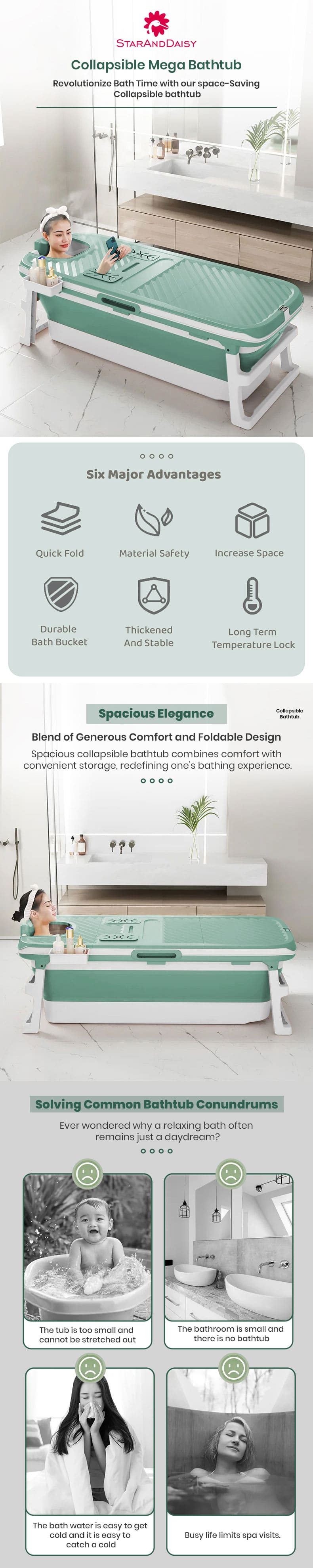 Collapsible Mega Bath Tub with Steamer