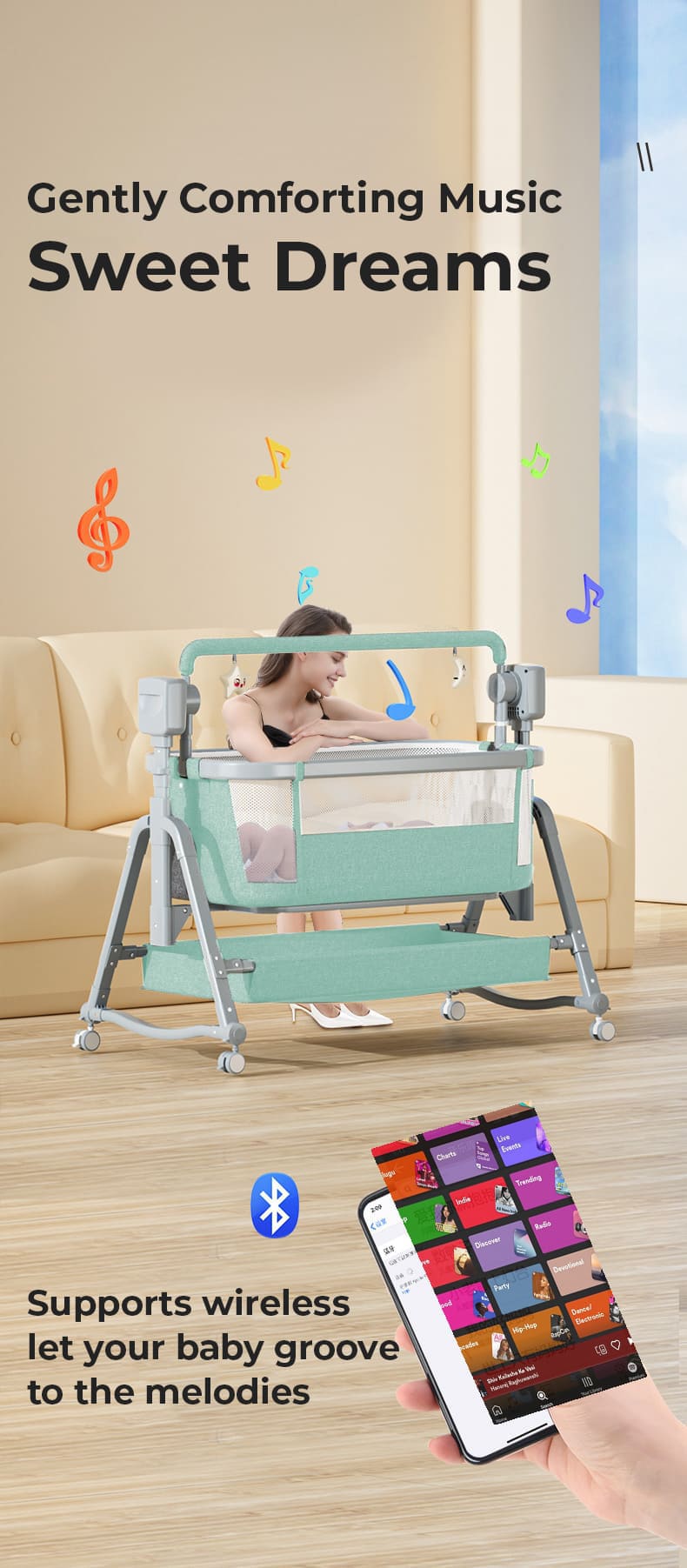 Electric Baby Swing Cradle with Music
