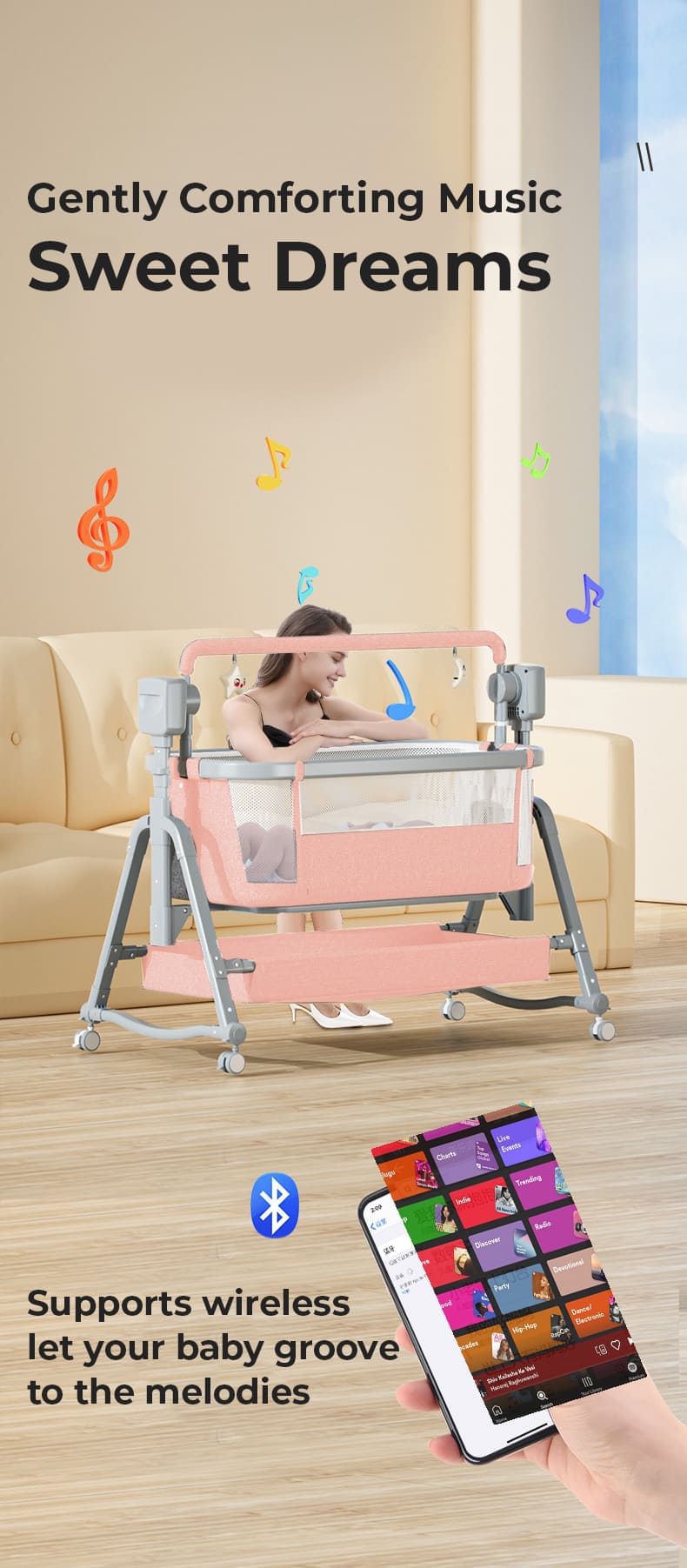 Electric Baby Swing Cradle with Music