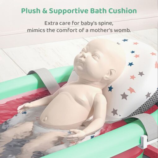 Foldable Baby Bath Tub with Supportive Cusion