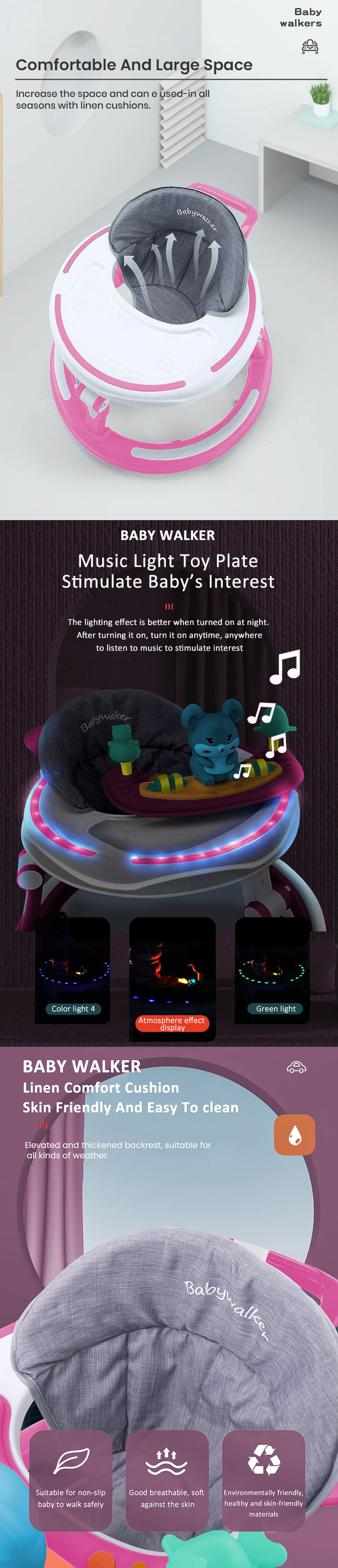 Intelligent Baby Walker with musical light