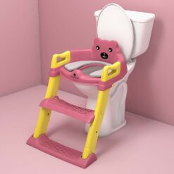 StarAndDaisy Potty Training Seat with Ladder, Toddler Potty Seat for Toilet with Step Stool for Kids - Pink & Yellow