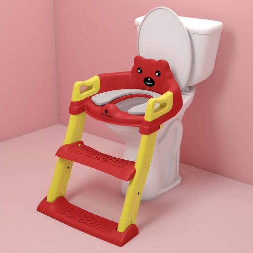 StarAndDaisy Potty Training Seat with Ladder, Toddler Potty Seat for Toilet for Kids - Red & Yellow