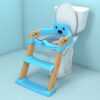 StarAndDaisy Baby Potty Training Toilet Seat for Kids with Ladder & Soft Cushion - Blue Gold