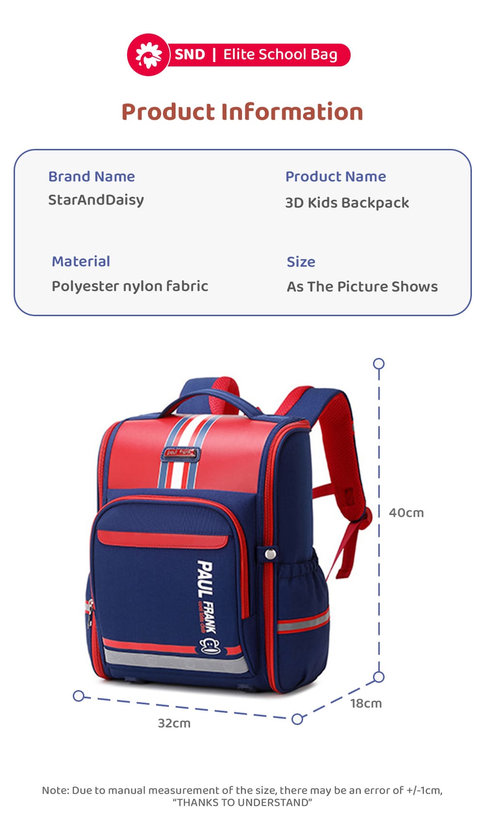 Specification of Kids School Bags