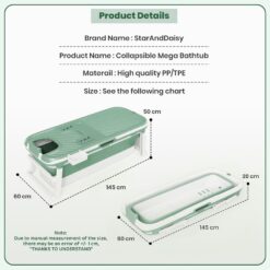 Specification of Mega Bath Tub-Green