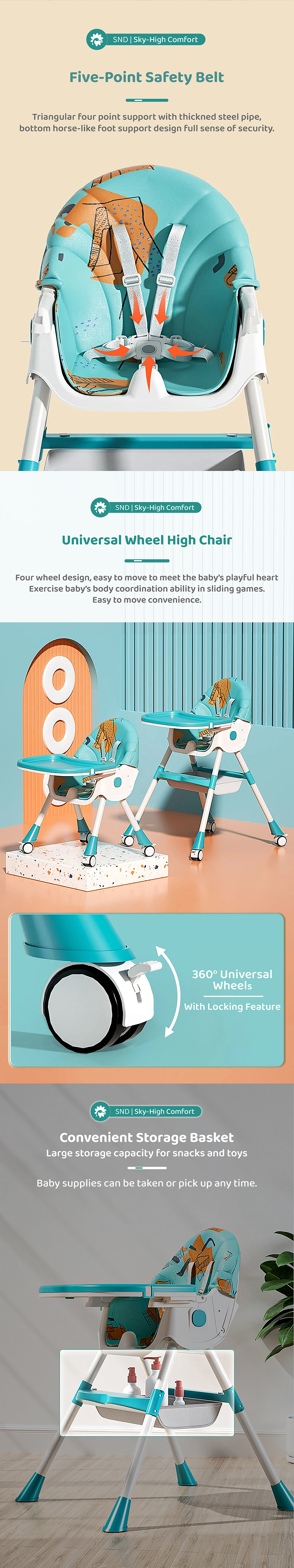 Table Talk High Chair with Five Point Safety Belt