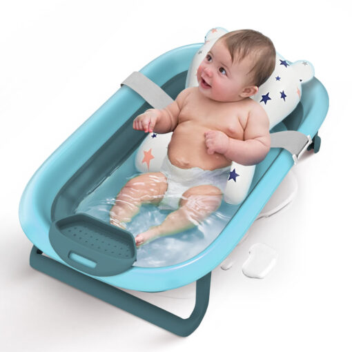 StarAndDaisy Foldable Bath Tub for Baby, Compact and Foldable Baby Bath Tub for Babies - BT Basic Blue & Dark Green