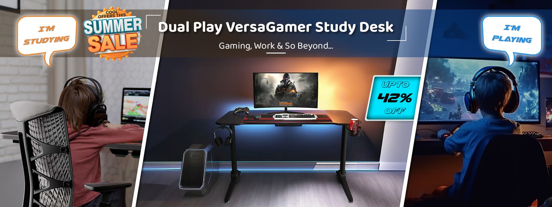 Dualplay versa gamer study desk