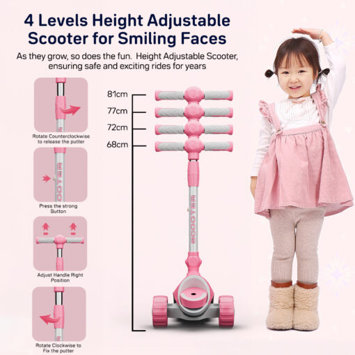 Kick On Toddler Scooter for Kids with Heigh Adjustable