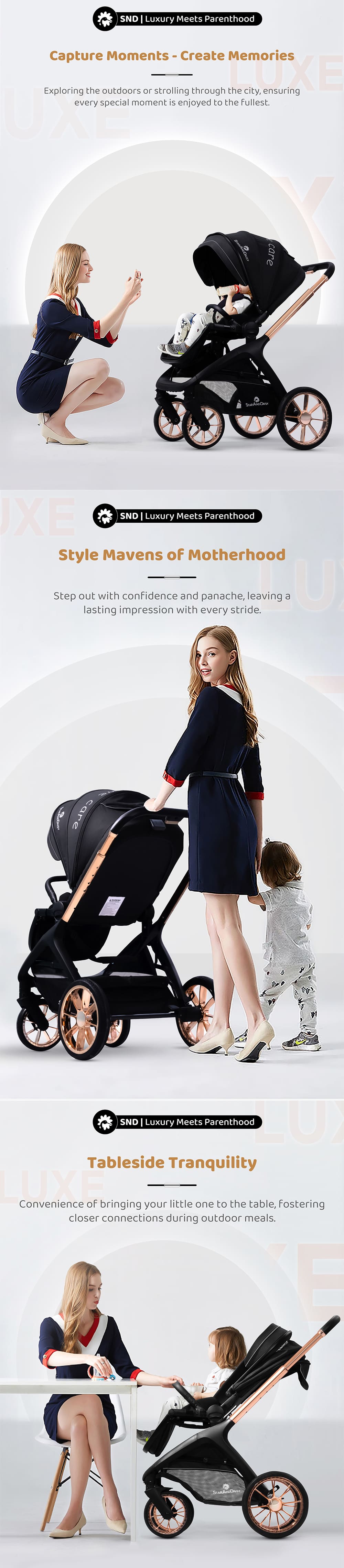 Luxe Baby Stroller with Dual Facing Mode