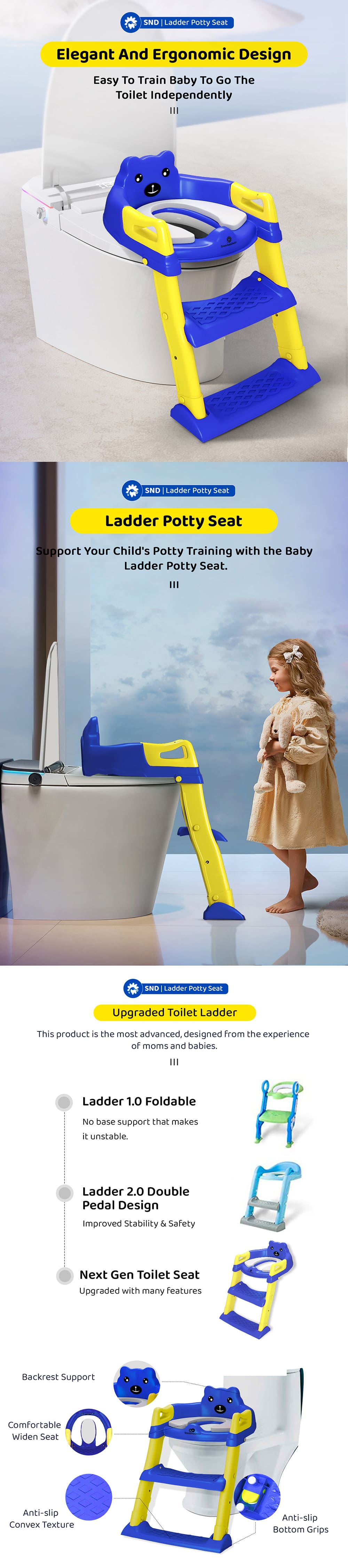 Upgraded Toilet Ladder Seat for Kids