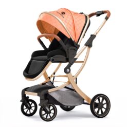 StarAndDaisy Urban Glider Compact Baby Stroller, Lightweight Travel Pram with Supportive Backrest for 0-3 Year Babies - Orange