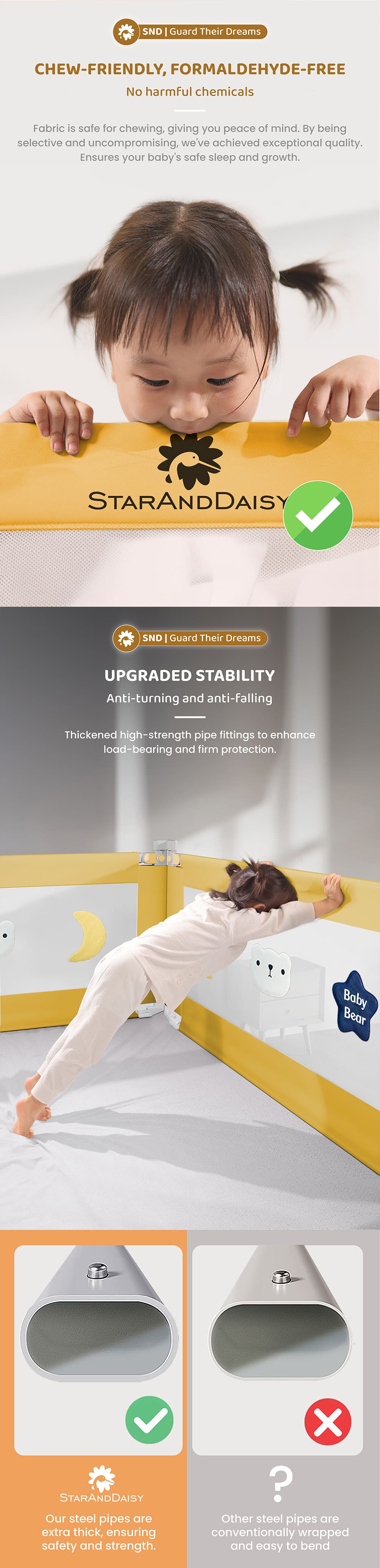 Anti-Turning Bed Guardrail for Baby