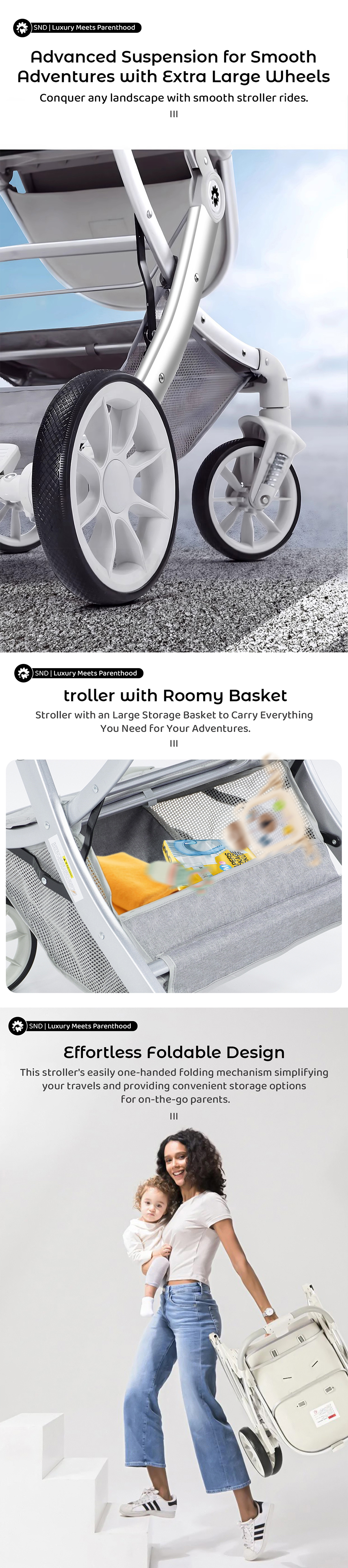 Baby Stroller with Universal Wheels