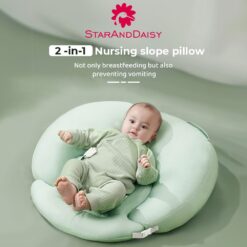 StarAndDaisy Baby Breast Feeding Pillow, Mom's Portable Nursing Cushion & Waist Protector with Detachable Belt - Green