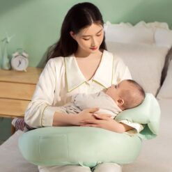 StarAndDaisy Baby Feeding Pillow with Supportive Hand Cushion, Breastfeeding Pillows with Adjustable Waist Belt - Green