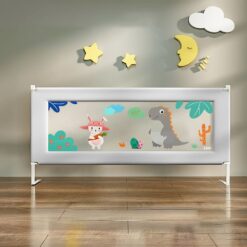 StarAndDaisy Infants Bed Rail Guards with Adjustable Height Falling Protector Bed Fence for Toddlers - T-Frame Grey 1.8m