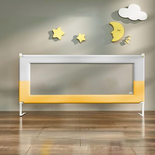 StarAndDaisy Baby Bed Side Guards, Bed Fence & Anti-Fall Bed Guardrail with Adjustable Height - T Frame Yellow 2m