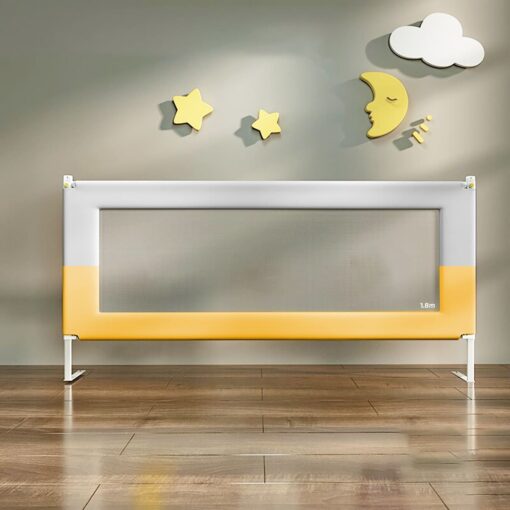 StarAndDaisy Baby Bed Rail Guards, Portable Safety Guardrail for Toddlers with Adjustable Height - T Frame Yellow 1.8m