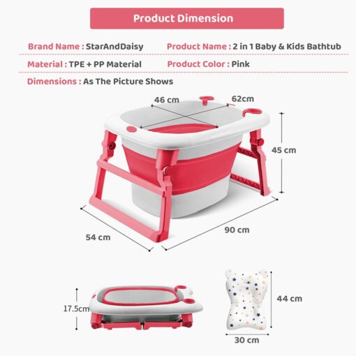 Collapsible Bath Tub with Cushion dimension