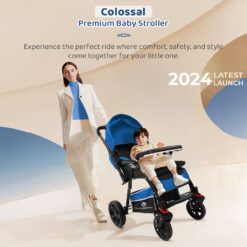 StarAndDaisy Colossal Multifunctional Baby Stroller with 5-Point Safety Belt & Adjustable Canopy, Detachable Food Tray - Blue