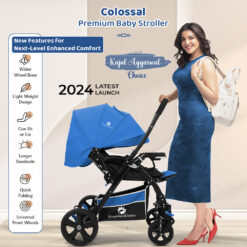 StarAndDaisy Colossal Multifunctional Baby Stroller with 5-Point Safety Belt & Adjustable Canopy, Detachable Food Tray - Blue