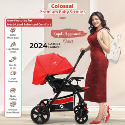 StarAndDaisy Colossal Dual-Facing Baby Stroller with Adjustable Canopy, 5-Point Safety Belt & Detachable Food Tray - Red