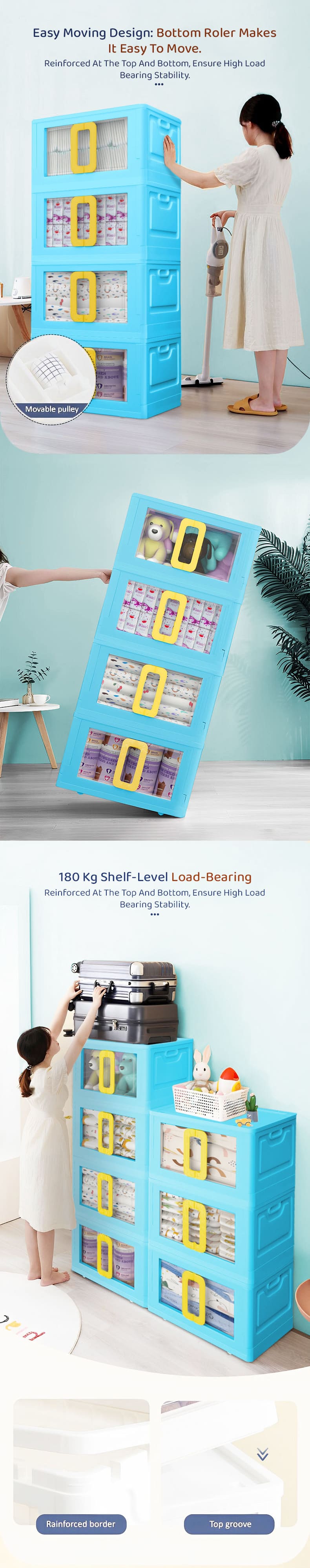 Foldable Kids Storage and Cupboards Collapsible Wardrobe