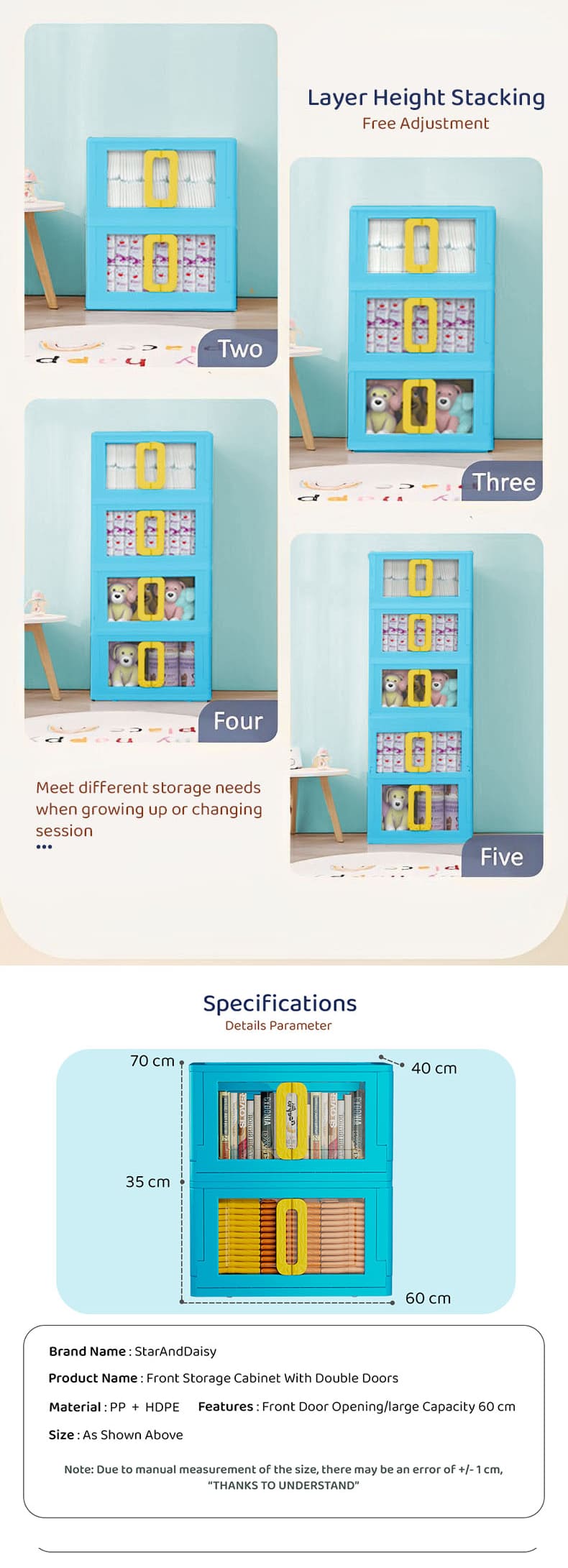 Foldable Kids Storage and Cupboards Collapsible Wardrobe