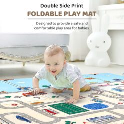 StarAndDaisy Foldable Playmat for Baby, Infants Floor Mat BPA Free Learning & Crawling for Babies - Traffic Print - (10mm)