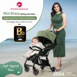 StarAndDaisy Mini Bravo Travel-friendly Baby Stroller with Foldable Design, Lightweight & 5-point Safety Belt, Four Wheels
