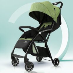 StarAndDaisy Mini Bravo Travel-friendly Baby Stroller with Foldable Design, Lightweight & 5-point Safety Belt, Four Wheels - Green