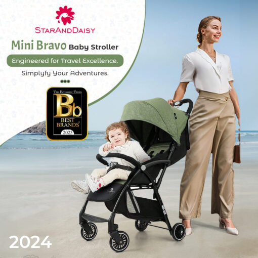 StarAndDaisy Mini Bravo Compact Baby Stroller for Travel with Reclining Positions, Lightweight & 5-point Safety Belt
