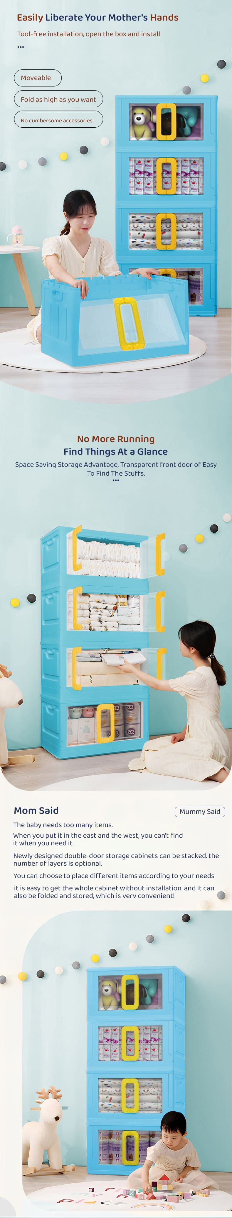 Kids Storage Cabinet with Drawers