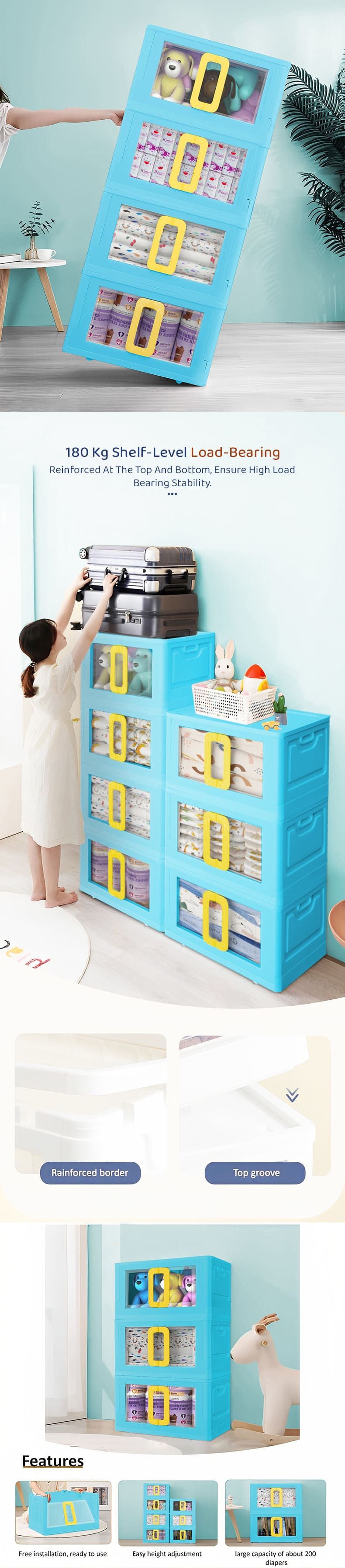 Kids Storage Cabinet with Drawers