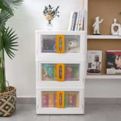 StarAndDaisy Kids Wardrobe | Storage Cabinet | Portable Almira with Drawers & Convertible Design (3 Stackable Cuboids - 72 Lt | Orange)