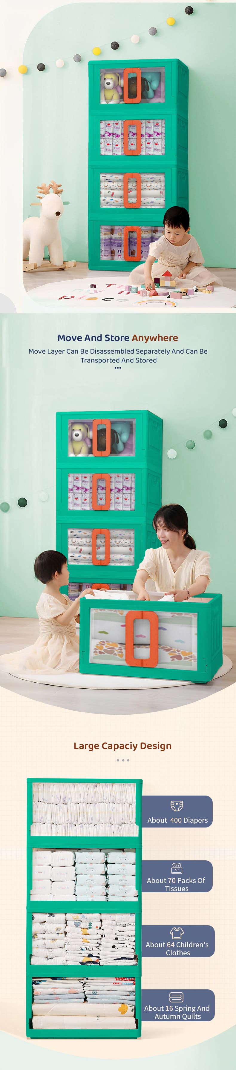 Kids Storage Cabinet with Drawers