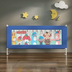 StarAndDaisy Heightened Baby Bed Guard, Bed Fence & Anti-Fall Bed Guardrail with Adjustable Height-1.5 Cartoon Print Blue