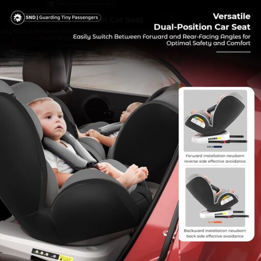 StarAndDaisy Car Seat for Kids, Infant Car Seat with 360 Rotatable & 3 Reclining Seat for 6-12 Years Babies - Luxury Grey & Black