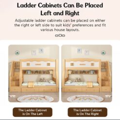 Children's Bunk Bed ladder Cabinets Placed Left & Right